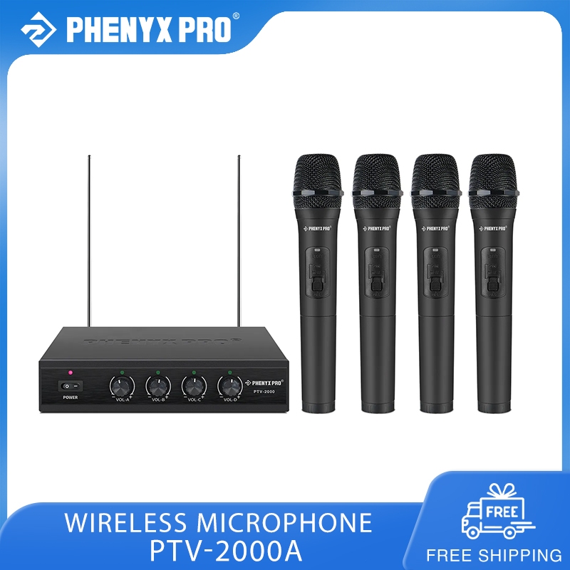 Phenyx Pro PTV-2000A VHF Wireless Microphone System 4 Channel Wireless ...