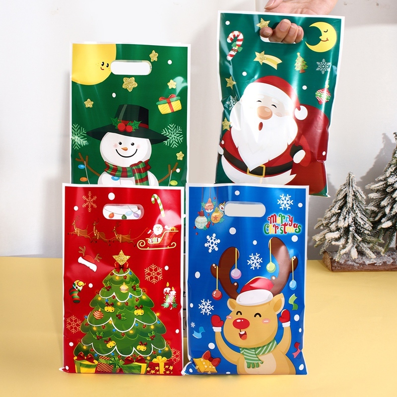 50pcs Christmas Gift Bags Santa Elk Xmas Tree Plastic Christmas Loot — free download