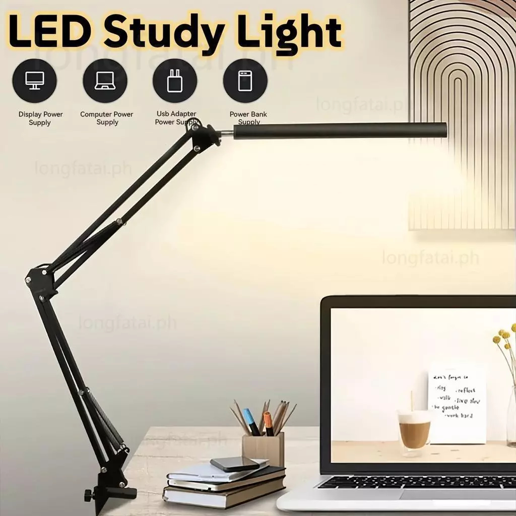LED Desk Lamp with Adjustable Clip Long Arm Table Lamp Working Clip-on  Study Lamp For Room