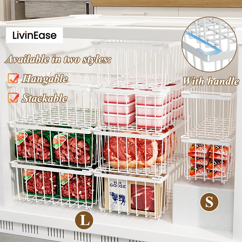 LivinEase 4Pack Freezer Storage Basket Stackable Storage Organizer For ...