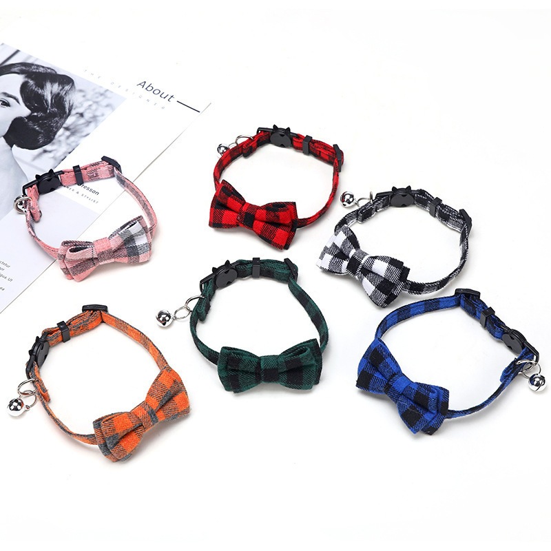 Pet Collar Denim Bow Cat Collar Dog Adjustable Tie Rabbit Bell Pet ...