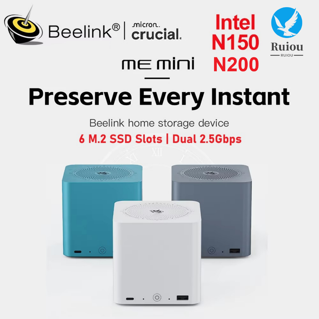 Beelink ME mini 6×M.2スロット N150 NAS向け 6基のSSDを搭載できる小型NAS「Beelink ME mini」が約4.8万円で注文