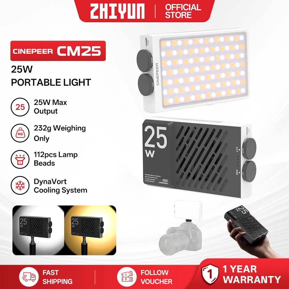 ZHIYUN CINEPEER CM25 Video Light, 25W Portable Camera Light ...