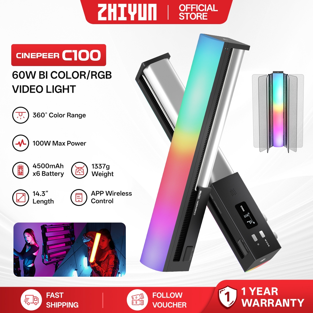 【40% OFF】ZHIYUN C100 - 100W RGB Stick Light Wand Handheld LED Video ...