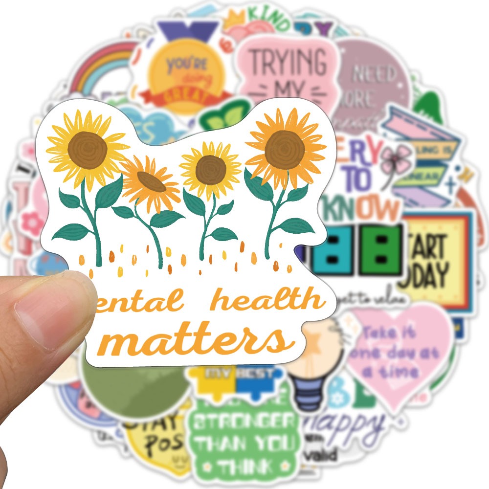 50PCS Mental Wellness Stickers Positive Affirmation Sticker Decals for Therapy Journals Self ...