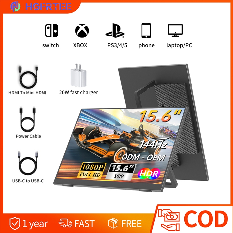 HGFRTEE Portable Monitor 15.6 Inch, 144HZ IPS Ultra High Refresh Rate ...