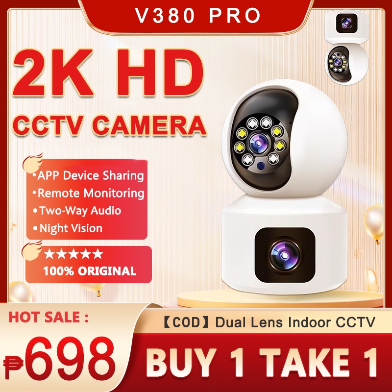 BUY 1 TAKE 1 V380 Pro CCTV Camera 2K HD Dual Lens Pan/Tilt Home ...