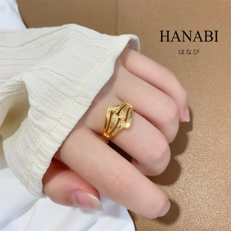 HANABI 18K Saudi gold Pawnable with adjustable Exquisite shiny frosted ...