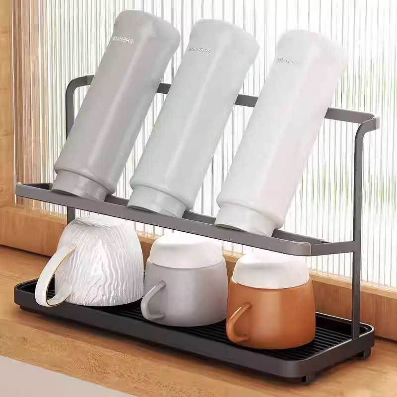 Kitchen Cup Holder Storage Organizer 2 Layer cup Storage Rack With ...