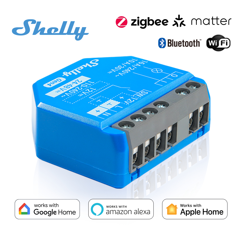 Shelly 1 Gen4 Wi-Fi Zigbee & Matter Smart Relay Switch with Dry ...