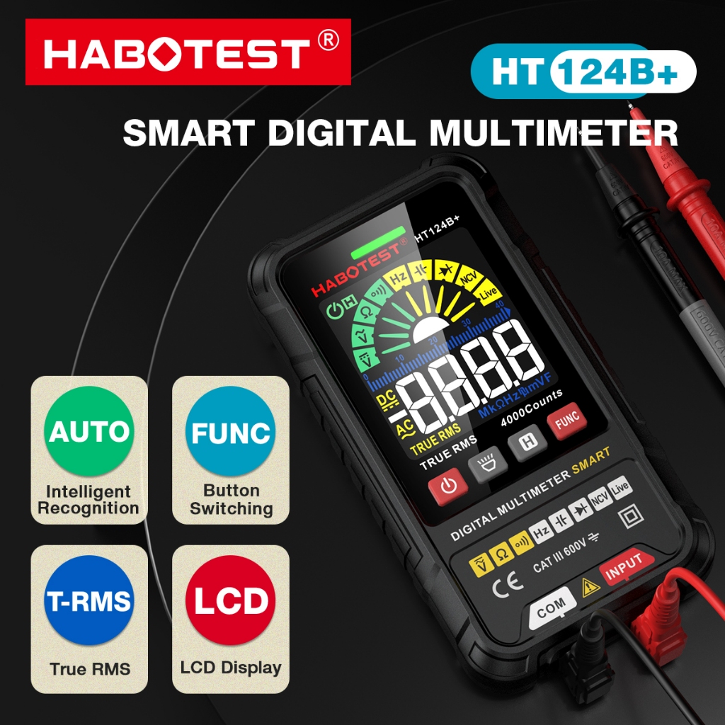 HABOTEST HT124 600V AC DC Digital Multimeter Digital Multimeter ...