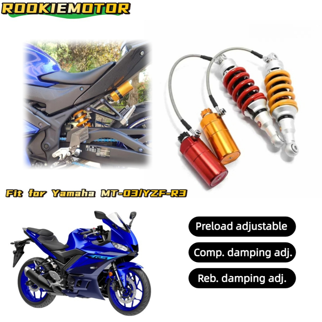 For Yamaha YZF-R3 MT-03 Rear Shock - 285MM Adjustable Damping/Preload ...