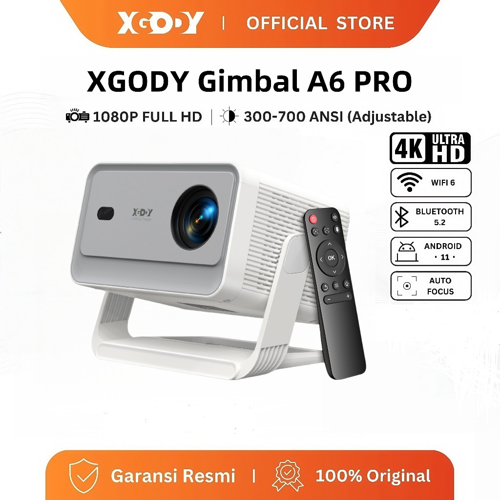XGODY Gimbal A6 Pro Projector Auto Focus 1080P 4K Ultra HD 700 ANSI ...