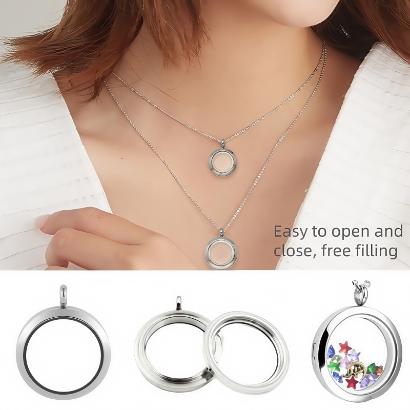 Personalized Memorial Locket Necklace 60cm Stainless Steel Chain With ...