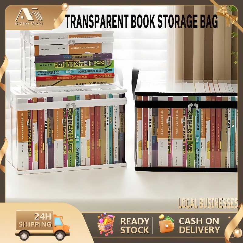 See-Through Dustproof Book Caddy w/Reinforced Handle - Collapsible ...