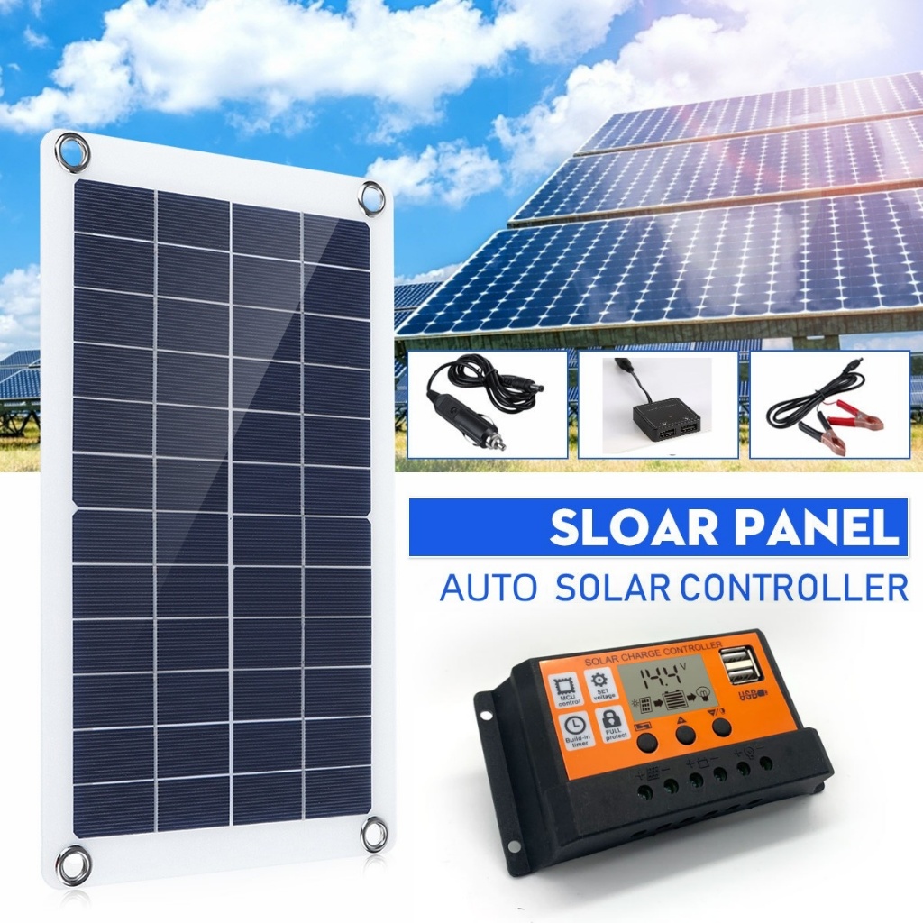 Solar Panel 100W 12V-18V Polycrystalline 5V USB Power Portable ...