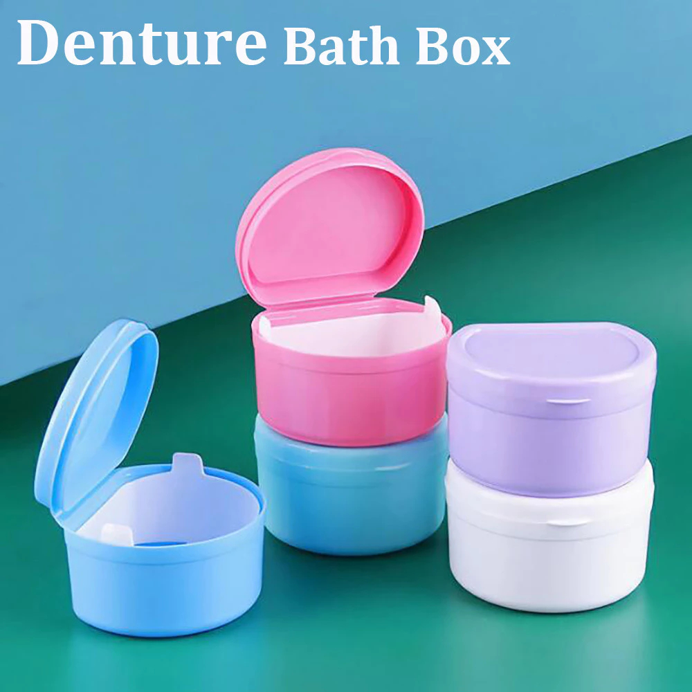 Denture Bath Box Cleaning Teeth Case Dental False Teeth Storage Box ...