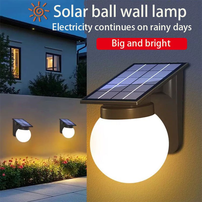 Solar Wall Lamp Control Nigth Lighting 3 Colors Ball Light Outdoor ...