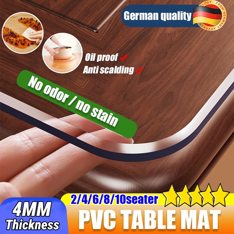 4MM Upgrade Transparent PVC Table Cloth Kitchen Dining Room Mantle ...