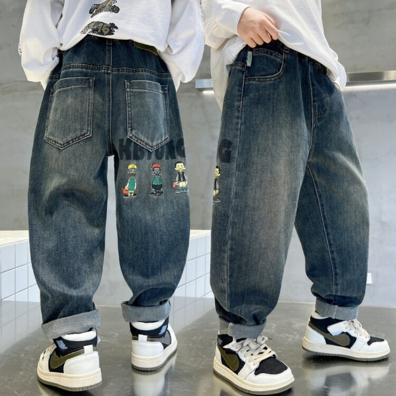 Jeans For Kids Boy 6-12yrs Washed Denim Street Boy Embroidery Pants For ...