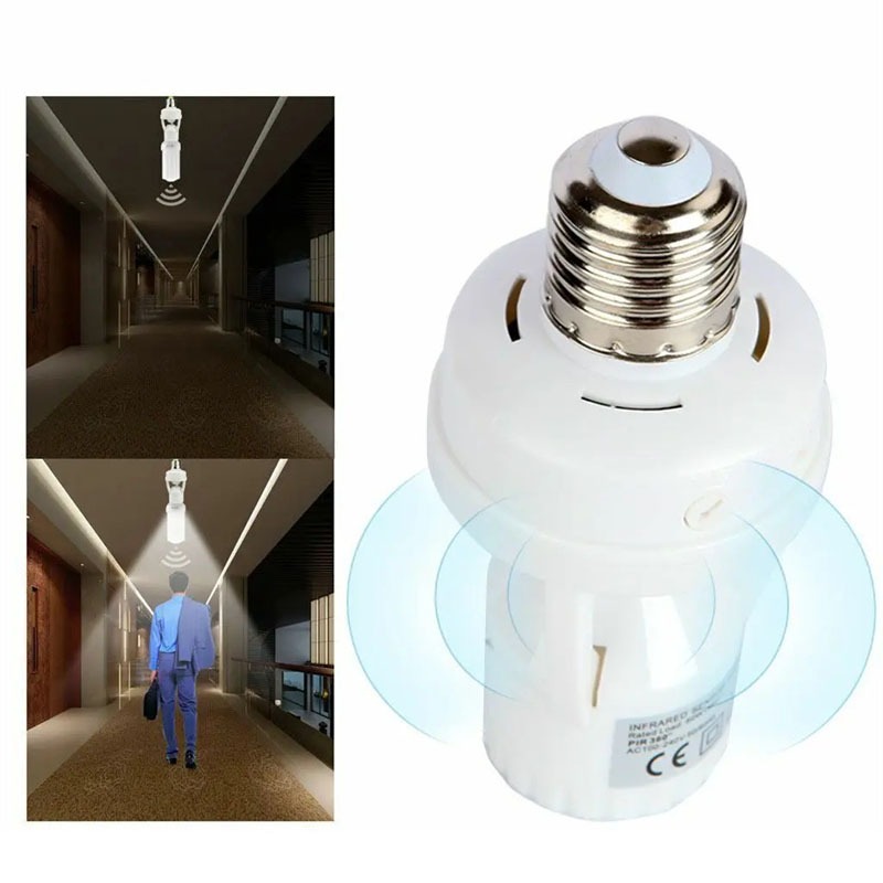 Smart Motion Sensor Light Bulb Holder E27 PIR Induction Sensor Adapter ...