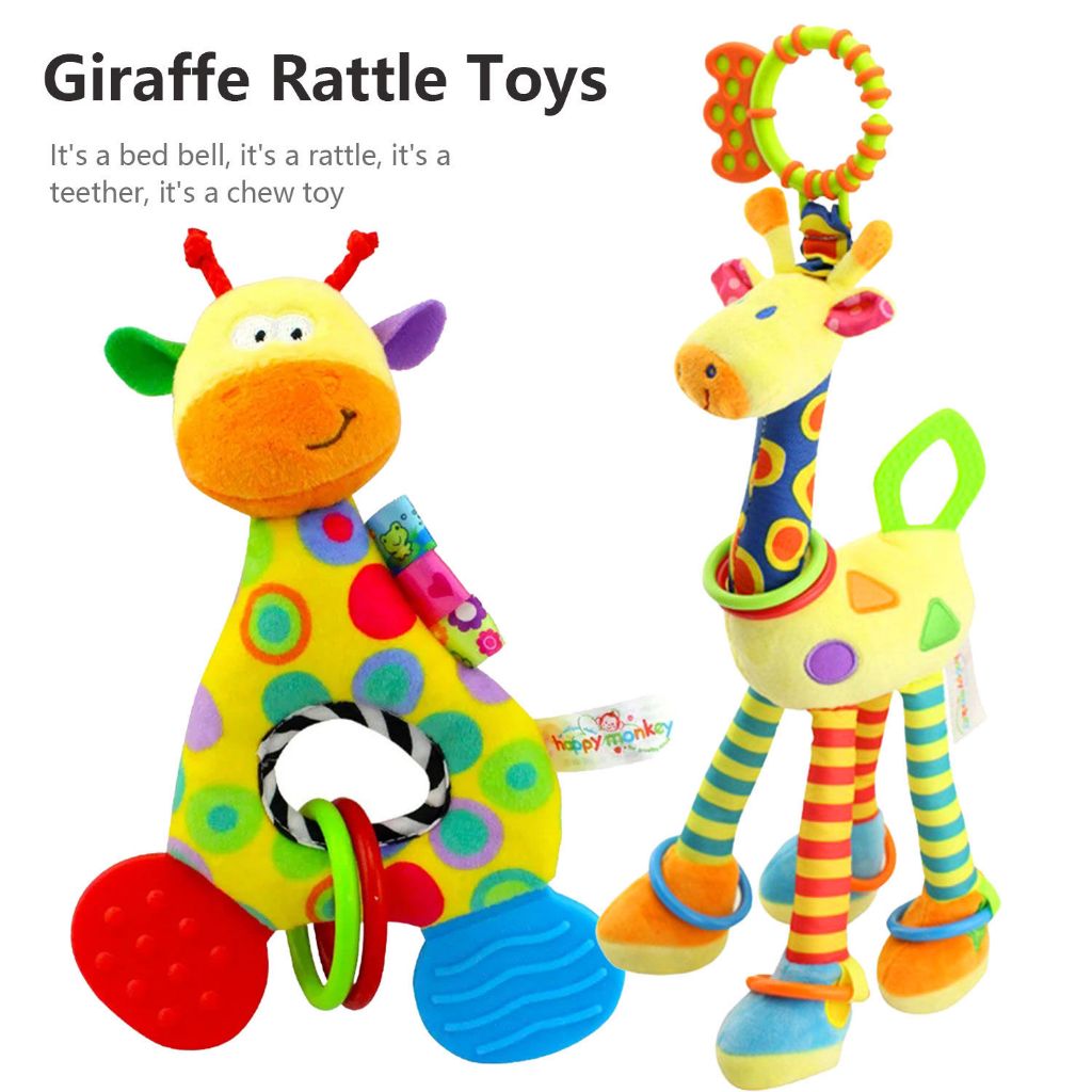 baby development soft giraffe animal hand bell rattle plush giraffe toy ...