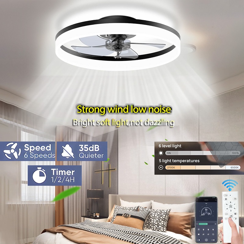 Ceiling Fan LED Light Remote Control Chandelier Blades fans Stepless ...