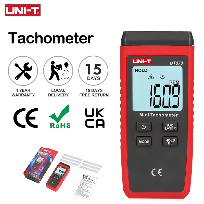 UNI-T Mini Digital Laser Tachometer UT373 Non-Contact Tachometer RPM ...