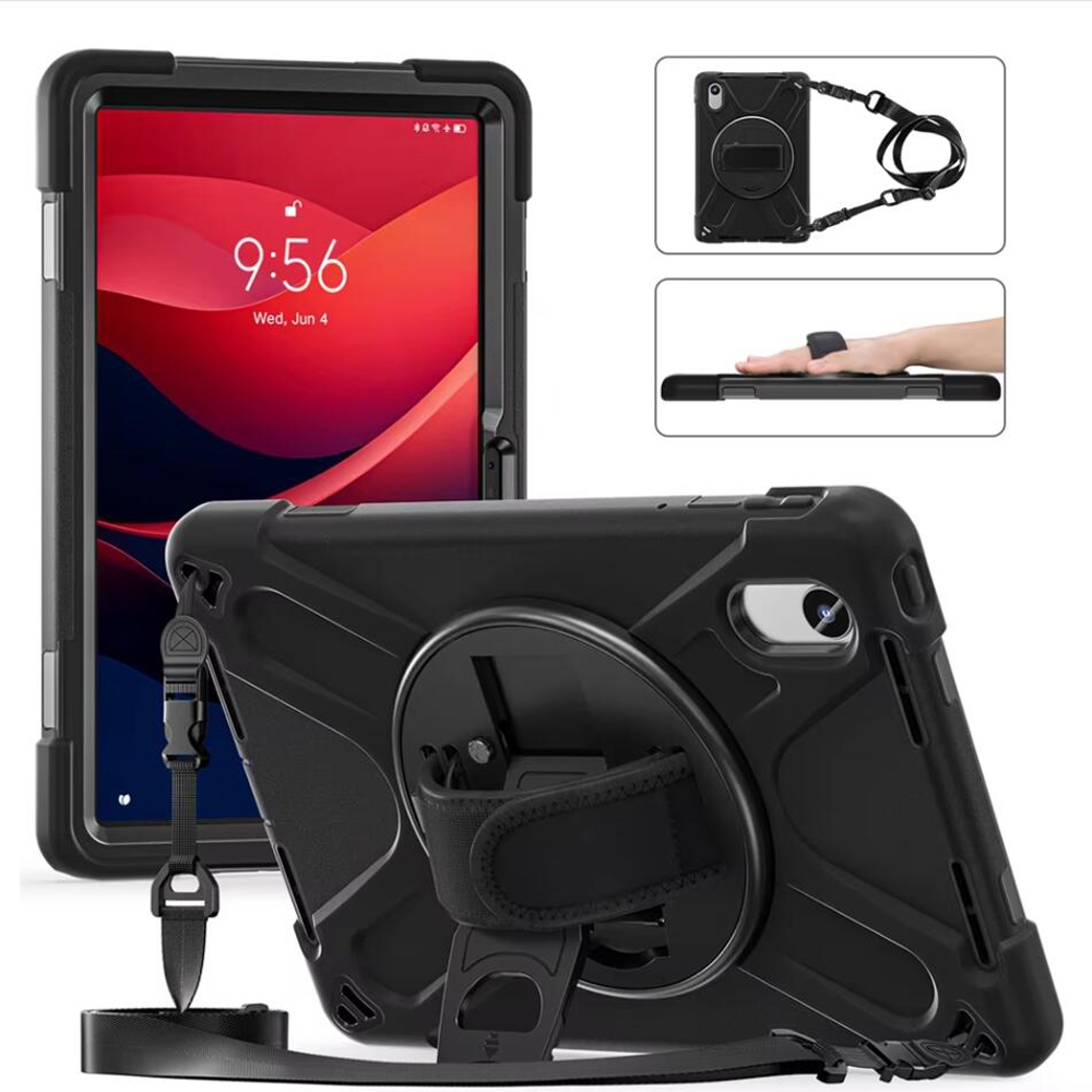 SEYMAC stock Hoesje voor Lenovo Tab M11 / K11 11 inch 2024 (TB-330FU/TB- 330XU/TB-331FC) & Xiaoxin Pad 11 inch (11 inch), schokbestendig hoesje met 360° draaibare standaard/handriem, schermbeschermer