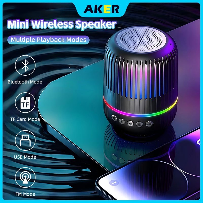AKER Black Mini Wireless Bluetooth Speaker Smart Portable Speaker with ...