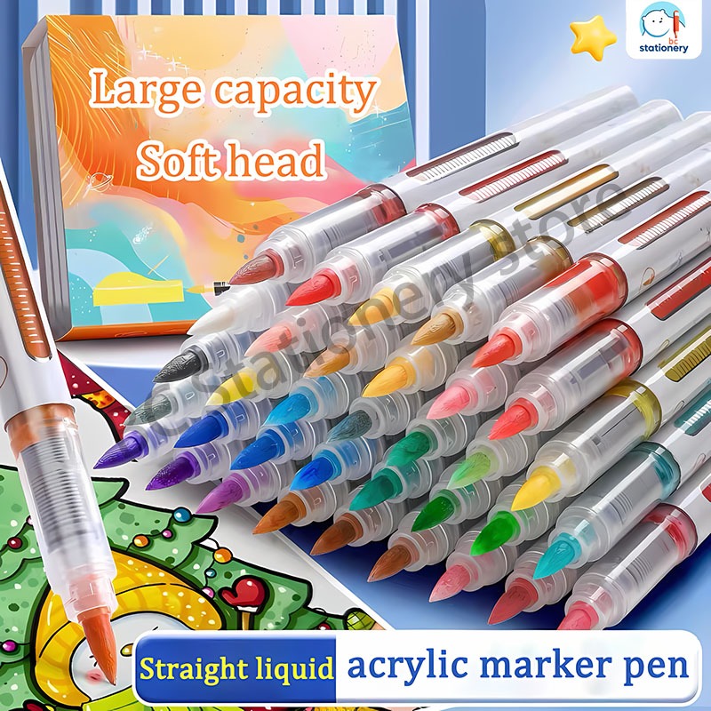 84 Colors Straight Liquid Acrylic Marker Set Large Capacity Square Box ...
