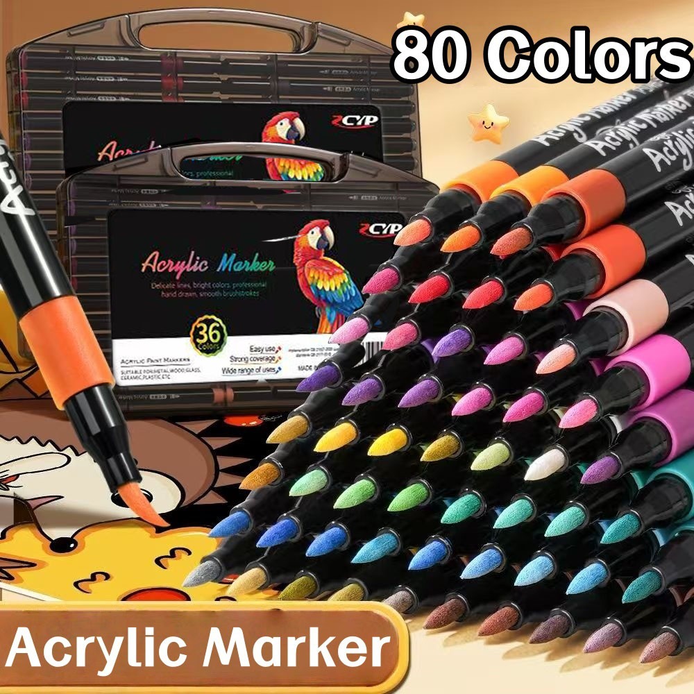 12/24/36/48/60/80 Colors Box-packed Acrylic Marker Pen Set Highligher ...