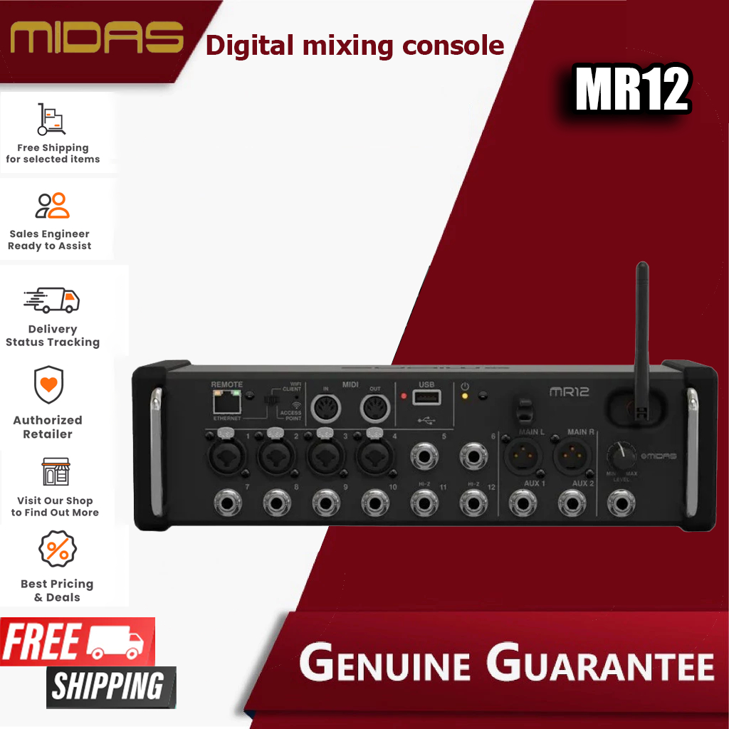 Midas MR12 Rack Mount Professional Digital Mixer Built-in Wif DSP Audio ...
