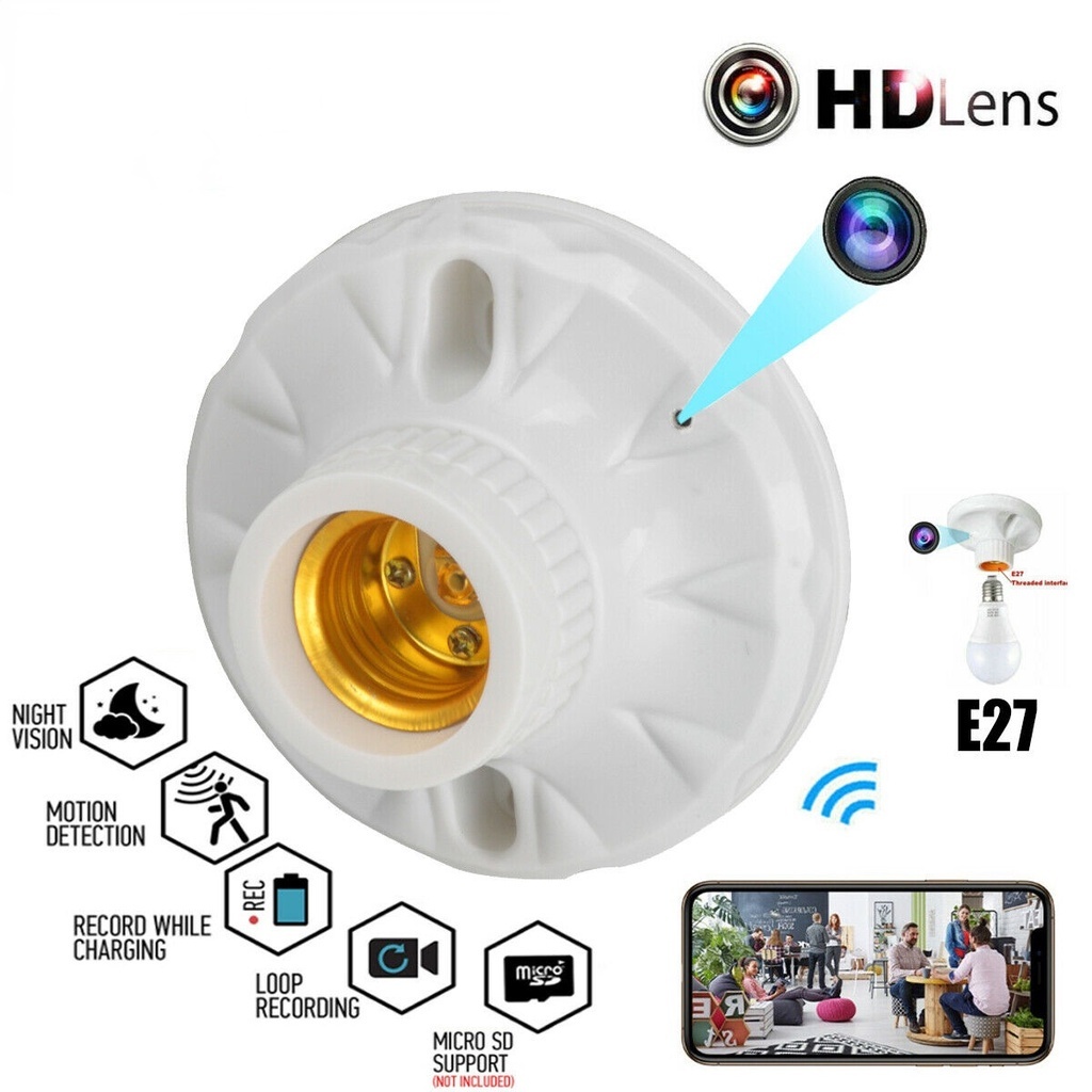 Mini Camera E27 Light Lamp Bulb Holder Socket With 1080P HD Mini Camera ...