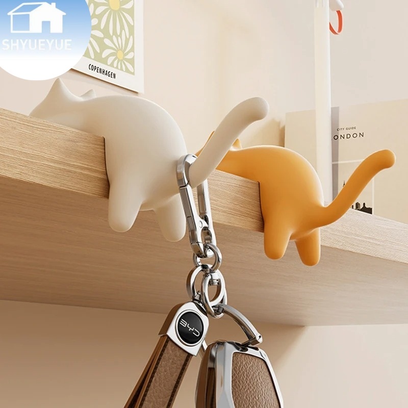SHYUEYUE Cute Cat-Shaped Hooks Desktop Key Holder Hooks Desk Ornament ...