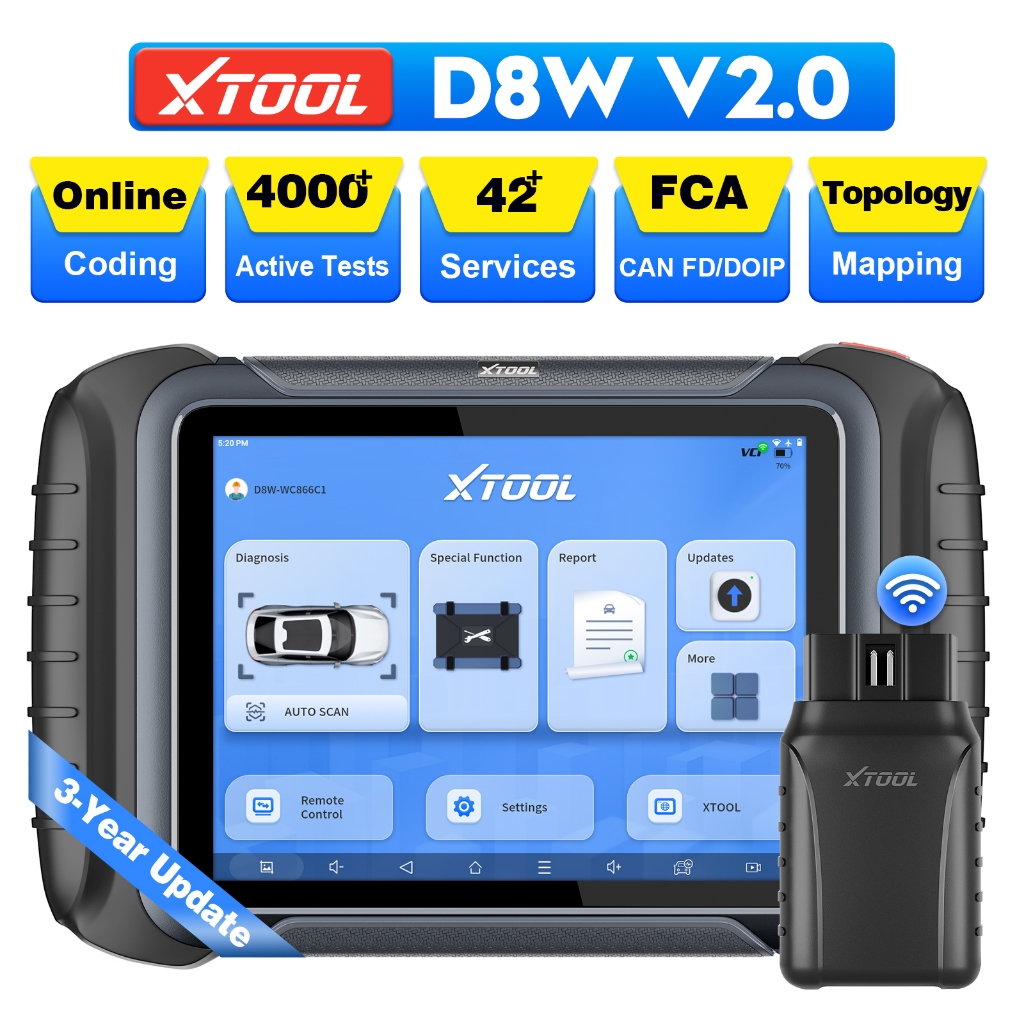 XTOOL D8W OBD2 Scanner Full System Diagnostic Tool ECU Coding Topology ...