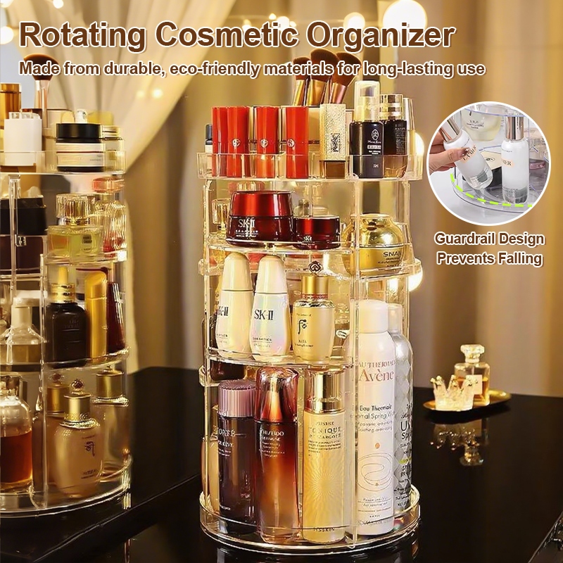360° Rotating Cosmetics Storage Box ressing Table Makeup Lipstick ...