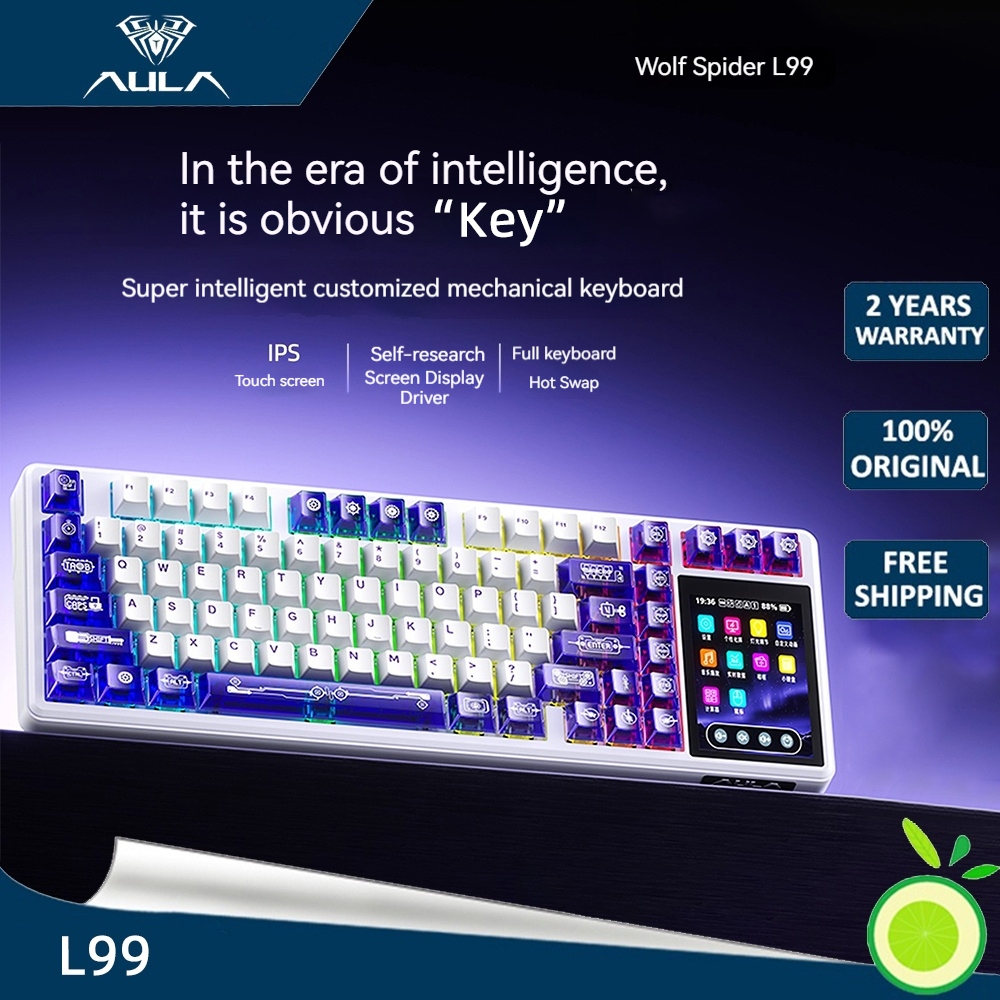 AULA L99 screen display mechanical keyboard wireless customized touch ...