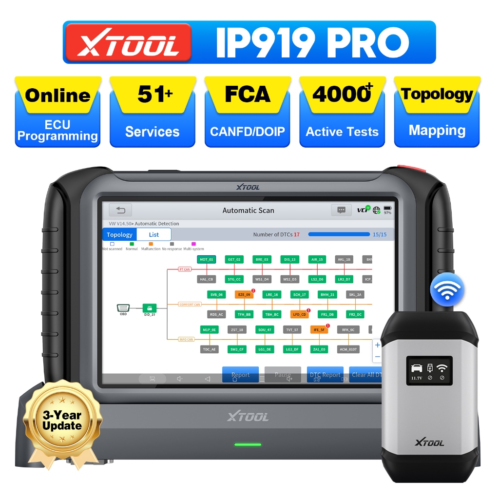 XTOOL IP919PRO OBD2 Scanner Bidirectional Scan Tool ECU Coding 51+Reset ...