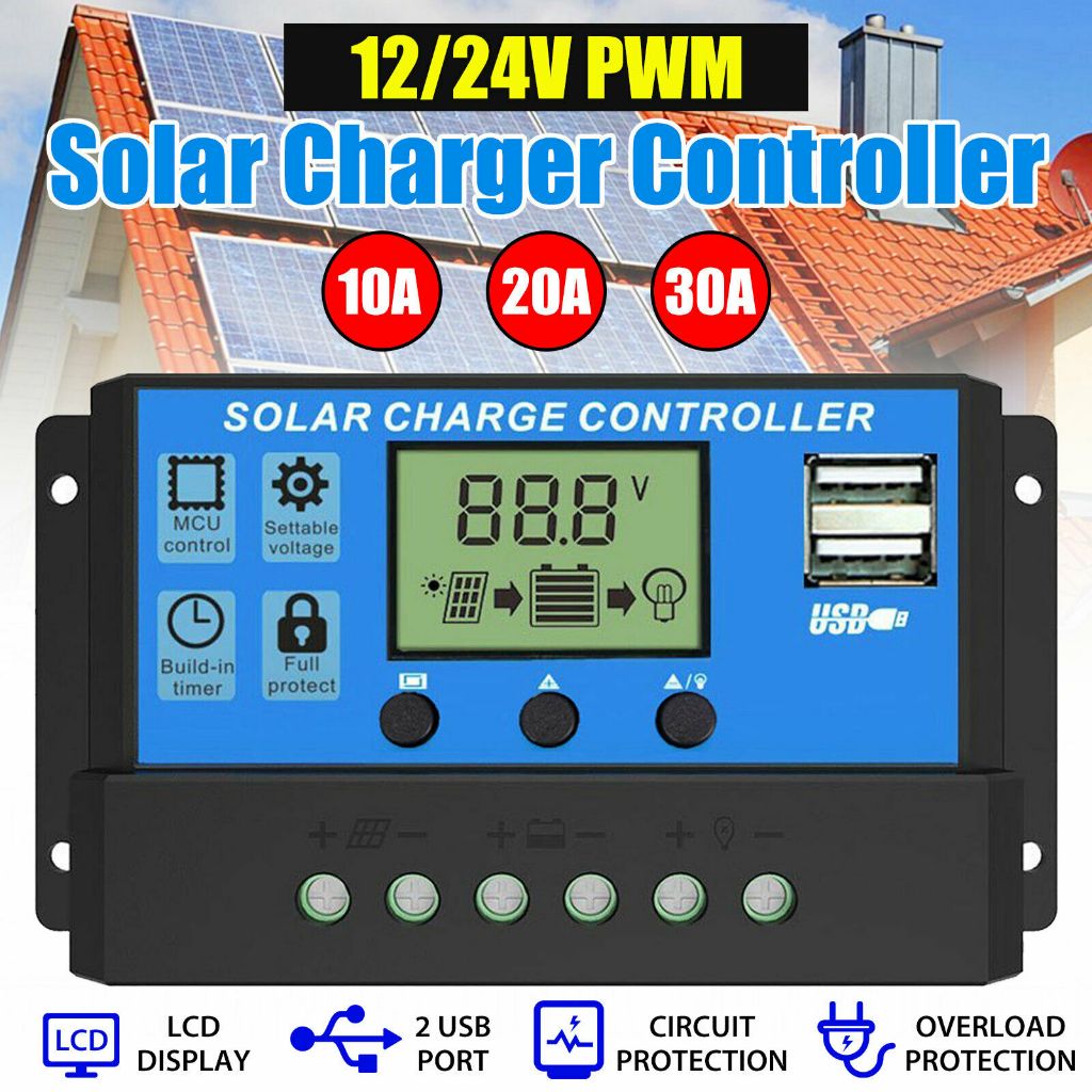 Anern PWM 30A Solar Charge Controller 12V/24V Automatic Identification ...