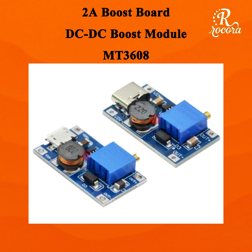 MT3608 DC-DC Boost Converter Step-Up Module 2A Adjustable 2–24V to 5V ...