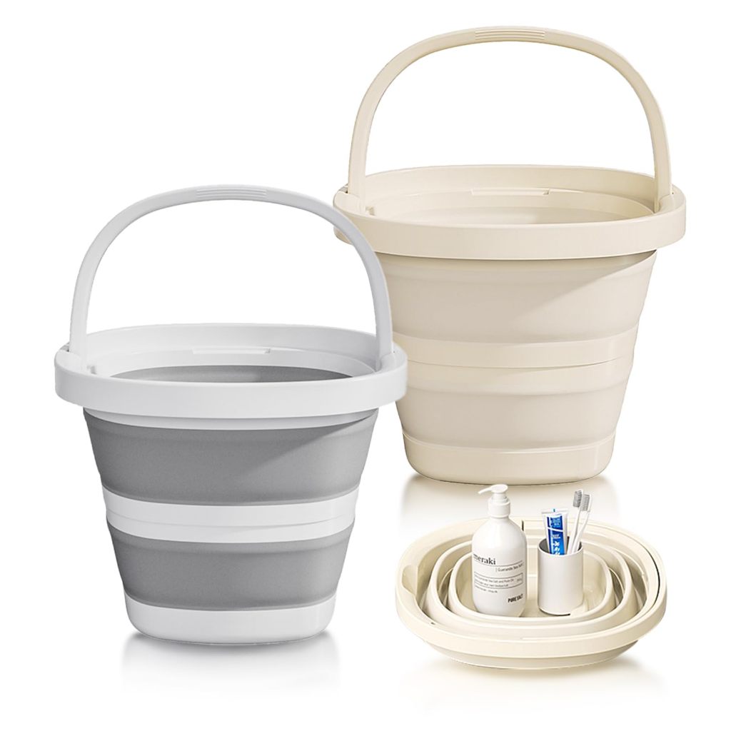 2-Pack Collapsible Buckets (2.6 Gallon/10L) - Foldable Rectangular ...