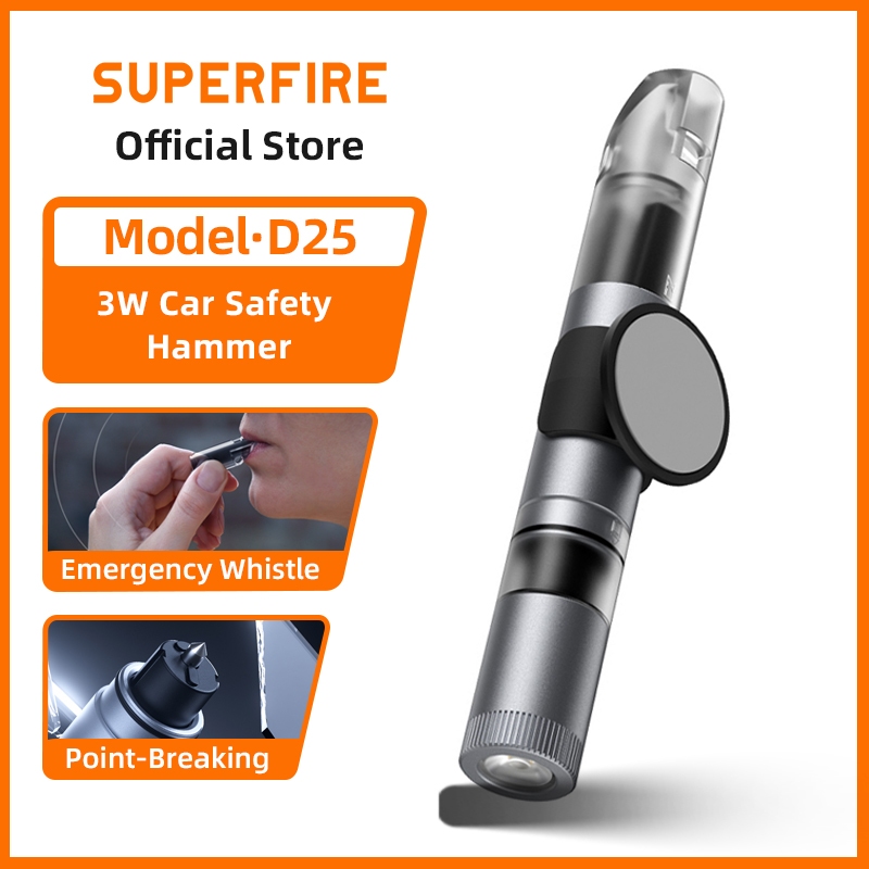 SUPERFIRE D25 3W Multi-Functional torchlight Car Safety Hammer ...