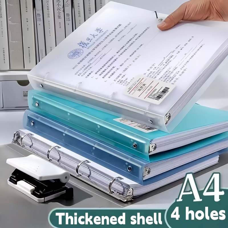 A4 Four-Hole Binder Large Capacity File Folder Portable Buckle File ...