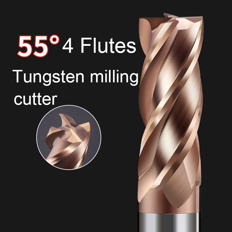 HRC45 Tungsten Carbide Alloy 4 Flutes End Mill CNC Bits Tungsten Steel ...