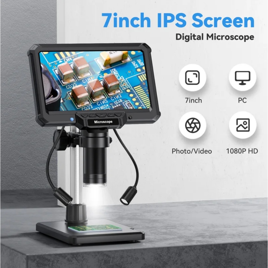 7inch Digital Microscope 1200X Magnification for Coin PCB Circuit ...