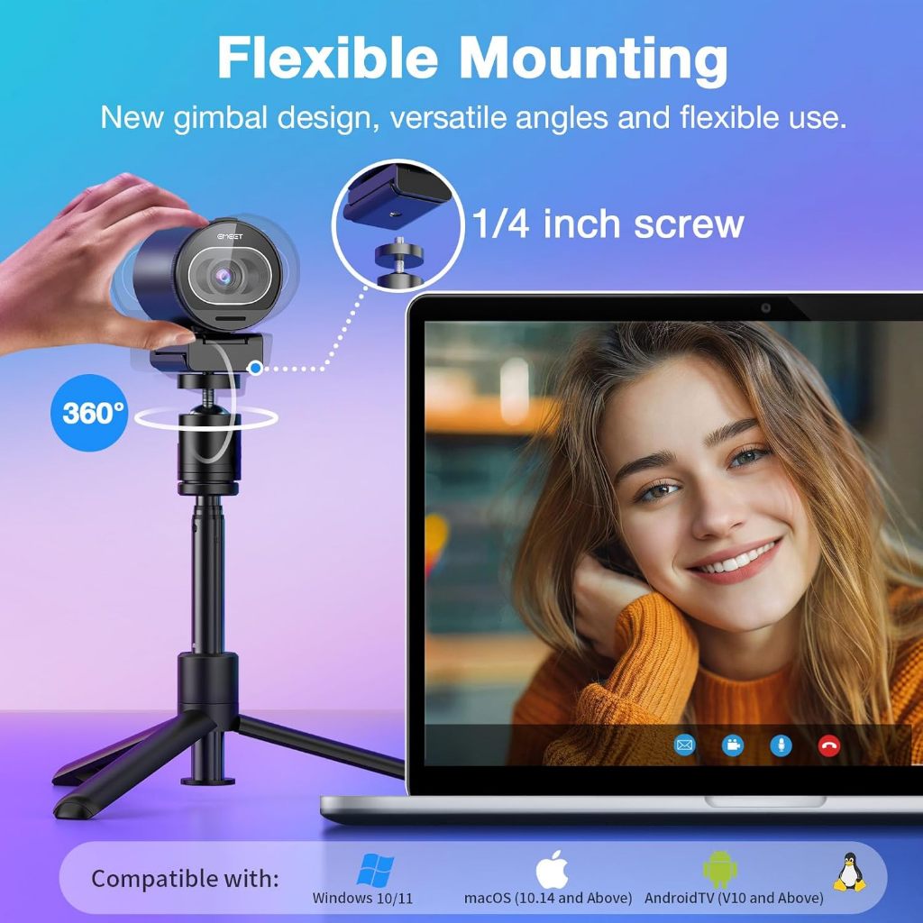 EMEET Webcam 4K Streaming S800 HDR USB Camera Sony 1/2 Inch Sensor With ...