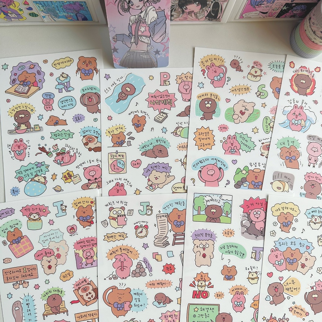 Korean Cute Cartoon Animal Stickers Bear Type 16 Personality Sticker ...