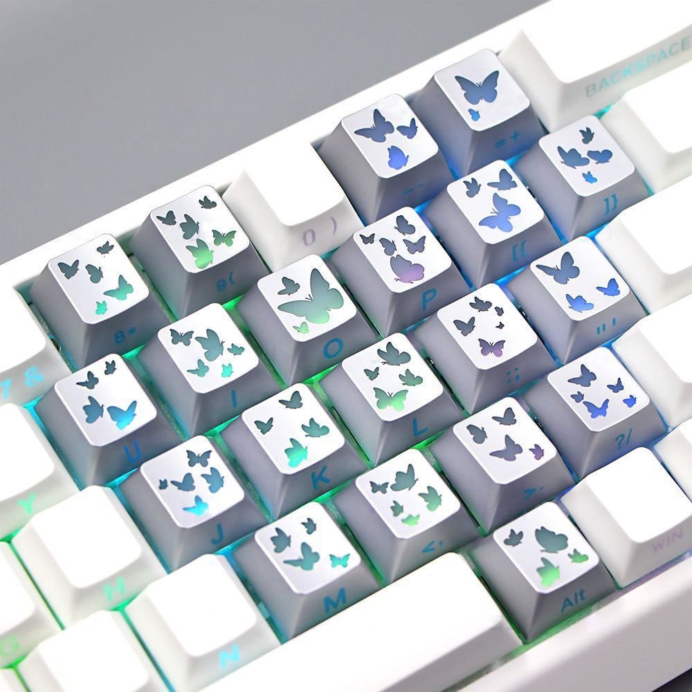 Butterfly Clove Keycaps Transparent Shine Through Heart Keycap Cherry ...