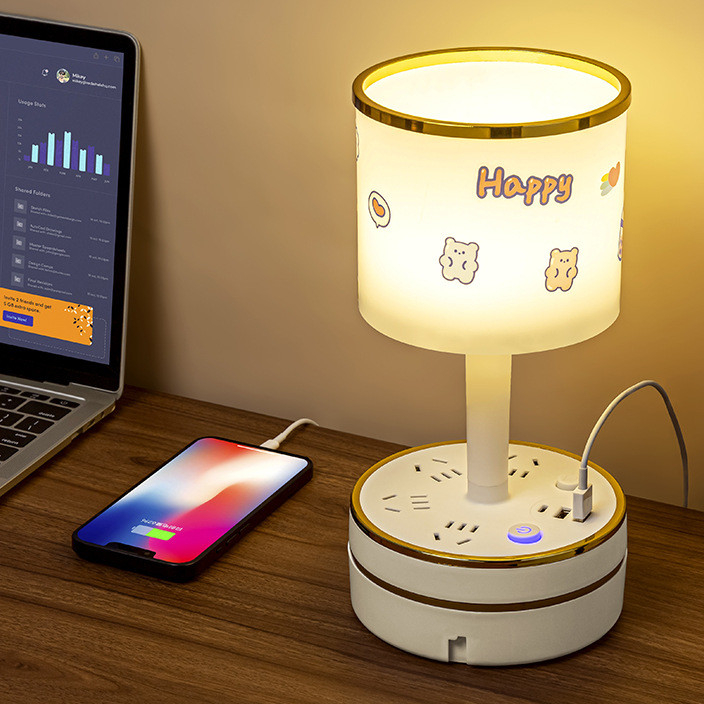 Cartoon Cartoon Nordic Style Table Lamp with USB Multi-Function Socket ...